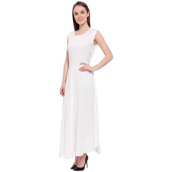 Aawari Rayon Plain Gown For Girls and Women Cream-AM086-Cream