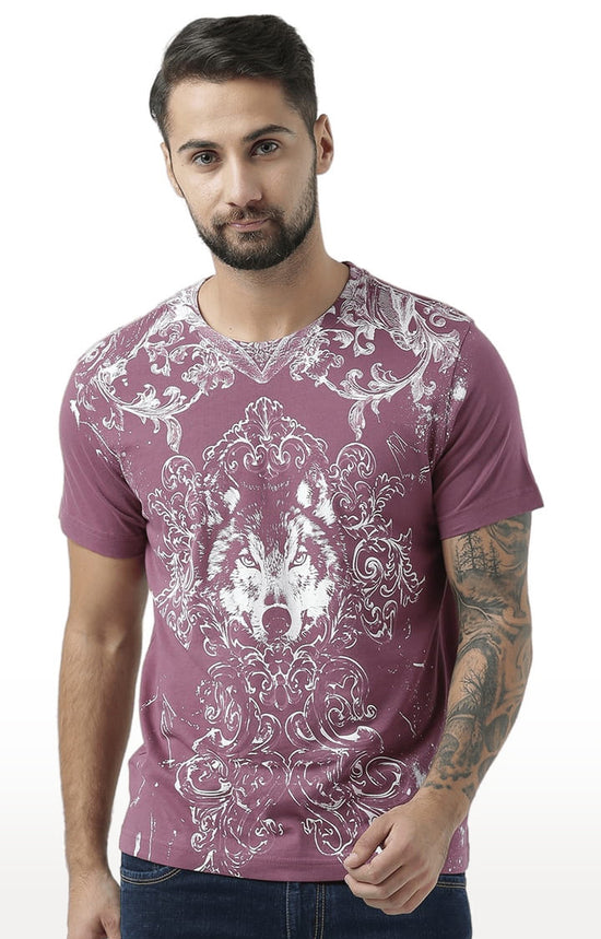 Huetrap Maroon Mens Short Sleeve Graphic Printed Tshirt-HT18MKGRAPLU00269