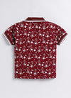 Mimino Baby Boys Printed Pure Cotton T Shirt (Maroon, Pack of 1)