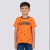Mimino Boys Printed Pure Cotton T Shirt (Orange, Pack of 1)