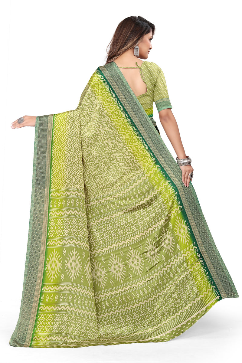 Vimla Women's Green Turkey Art Silk Uniform Saree with Blouse Piece