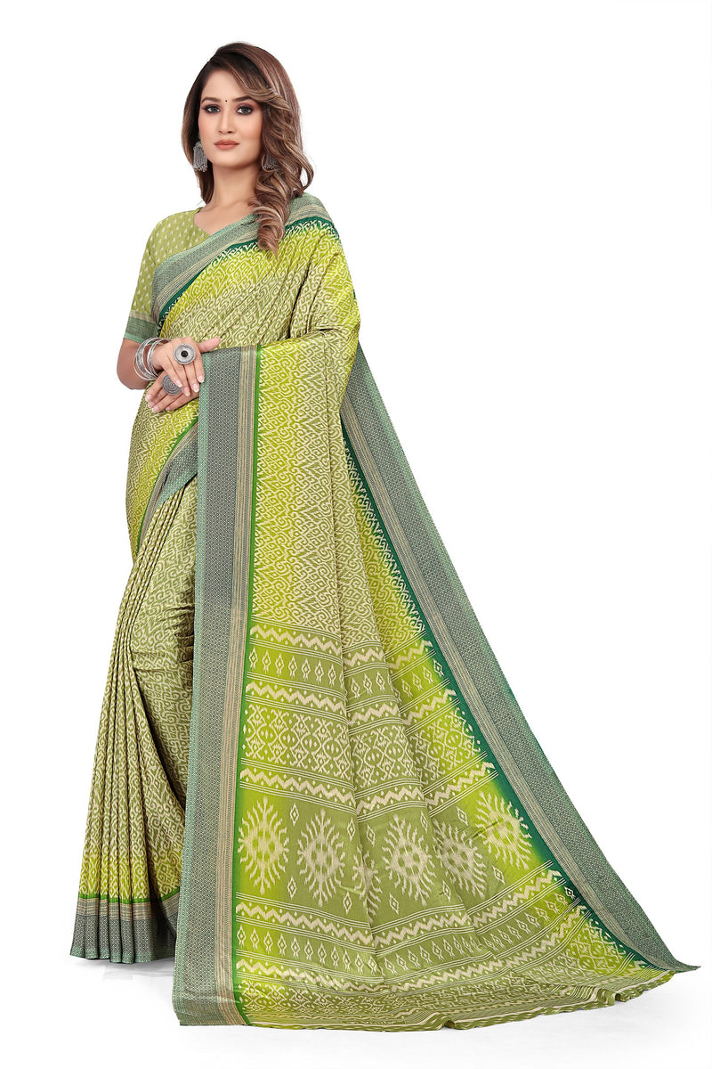 Vimla Women's Green Turkey Art Silk Uniform Saree with Blouse Piece