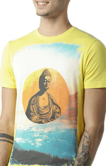 Huetrap Yellow Mens Short Sleeve Graphic Printed Tshirt-HT16MKGRAYLW00365