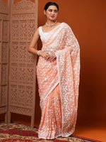 Saree Mall Women's Organza Peach Embroidered Designer Saree With Blouse Piece-7KAVI701