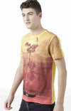 Huetrap Yellow Mens Short Sleeve Graphic Printed Tshirt-HT17MKGRAYLW00628