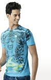 Huetrap Blue Mens Short Sleeve Graphic Printed Tshirt-HT15MKGRATQB00034