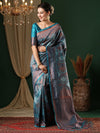 Saree Mall Women's  Blend Blue Woven Design Designer Saree With Blouse Piece-7REEVA7001