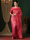 Saree Mall Women's  Blend Pink Woven Design Designer Saree With Blouse Piece-7REEVA7002