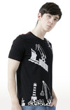 Huetrap Black Mens Short Sleeve Graphic Printed Tshirt-HT17MKGRABLK00763