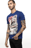 Huetrap Blue Mens Short Sleeve Graphic Printed Tshirt-HT18MKGRALNY01237