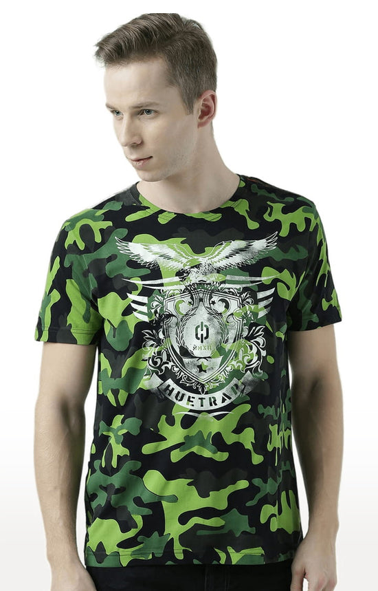 Huetrap Black Mens Short Sleeve Graphic Printed Tshirt-HT17MKGRABLK00919