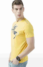 Huetrap Yellow Mens Short Sleeve Graphic Printed Tshirt-HT17MKGRAYLW01102