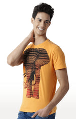 Huetrap Orange Mens Short Sleeve Graphic Printed Tshirt-HT13MKGRABZO00348