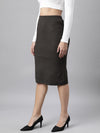 Women Self Design Grey Pencil Midi Skirt-81323-Grey