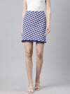 Women Geometric Pencil Blue Mini Skirt-836-Blue