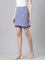 Women Geometric Pencil Blue Mini Skirt-836-Blue