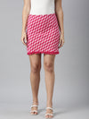 Women Geometric Pink Pencil Mini Skirt-836-Pink