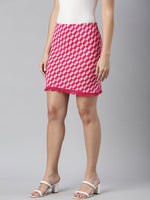 Women Geometric Pink Pencil Mini Skirt-836-Pink