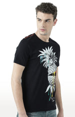 Huetrap Black Mens Short Sleeve Graphic Printed Tshirt-HT17MKGRABLK00624