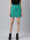 Women Solid Pencil Green Mini Skirt-852-Green