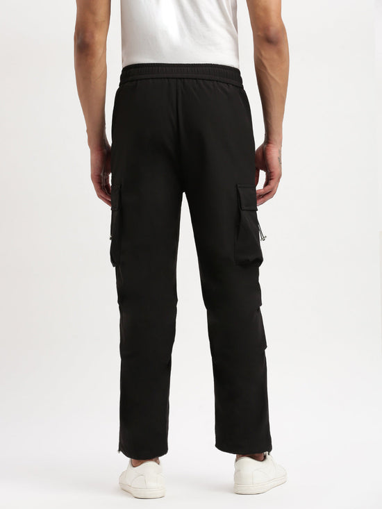 Men Slim Fit Solid Black Track Pant-8556-Black