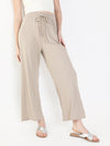 Women Solid Beige Trouser-8622-Beige