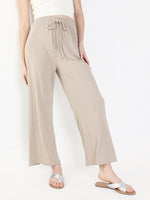 Women Solid Beige Trouser-8622-Beige