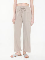 Women Solid Beige Trouser-8622-Beige