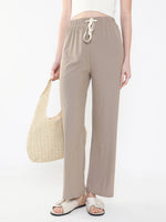 Women Solid Beige Trouser-8627-Beige