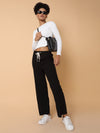 Women Flat Front Solid Black Trousers-8627-Black