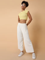 Women Flat Front Solid Cream Trousers-8826-1-Cream