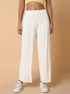 Women Flat Front Solid Cream Trousers-8826-1-Cream