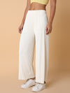 Women Flat Front Solid Cream Trousers-8826-1-Cream