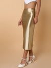 Women Solid Gold A Line Skirt-8869-Gold