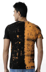 Huetrap Orange Mens Short Sleeve Graphic Printed Tshirt-HT15MKGRABZO00117