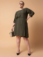 Women Solid Olive Fit and Flare Dress-8I-6059-Olive