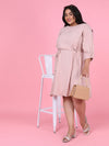 Women Solid Peach Fit and Flare Dress-8I-6059-Peach