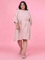 Women Solid Peach Fit and Flare Dress-8I-6059-Peach