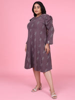 Women Floral Mauve Fit and Flare Dress-8I-7124-Mauve