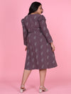 Women Floral Mauve Fit and Flare Dress-8I-7124-Mauve