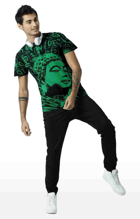 Huetrap Green Mens Short Sleeve Graphic Printed Tshirt-HT15MKGRAGRE00152