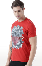 Huetrap Red Mens Short Sleeve Graphic Printed Tshirt-HT17MKGRARED00600