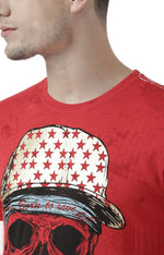 Huetrap Red Mens Short Sleeve Graphic Printed Tshirt-HT17MKGRARED01089