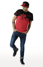 Huetrap Red Mens Short Sleeve Graphic Printed Tshirt-HT16MKGRARED00405