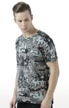 Huetrap White Mens Short Sleeve Graphic Printed Tshirt-HT17MKGRAWHT00913