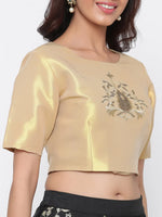 Juniper Women's Gold Satin Solid Straight Blouse