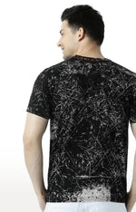 Huetrap Black Mens Short Sleeve Graphic Printed Tshirt-HT16MKGRABLK00439