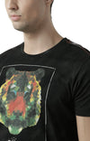 Huetrap Black Mens Short Sleeve Graphic Printed Tshirt-HT17MKGRABLK00654