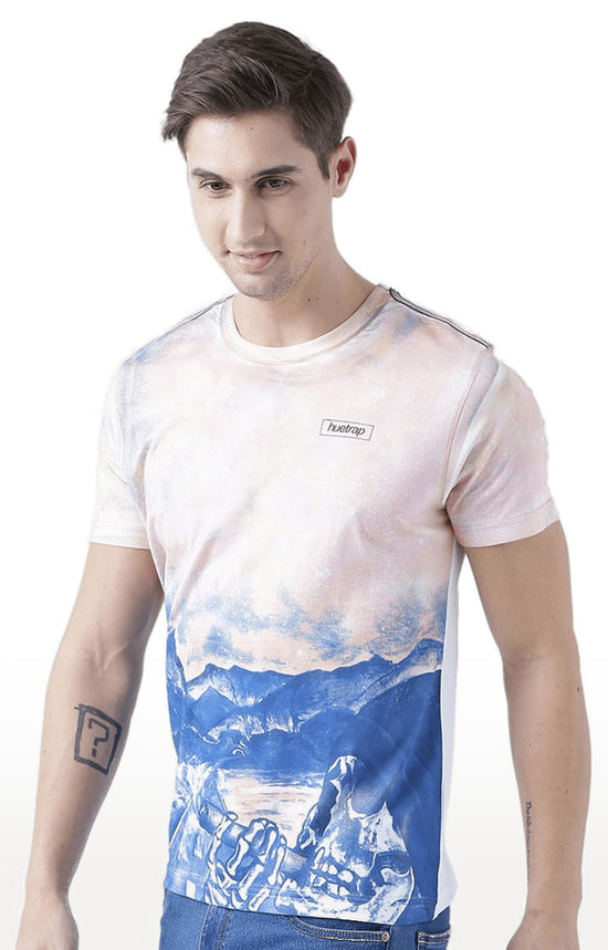 Huetrap White Mens Short Sleeve Graphic Printed Tshirt-HT17MKGRAWHT00803