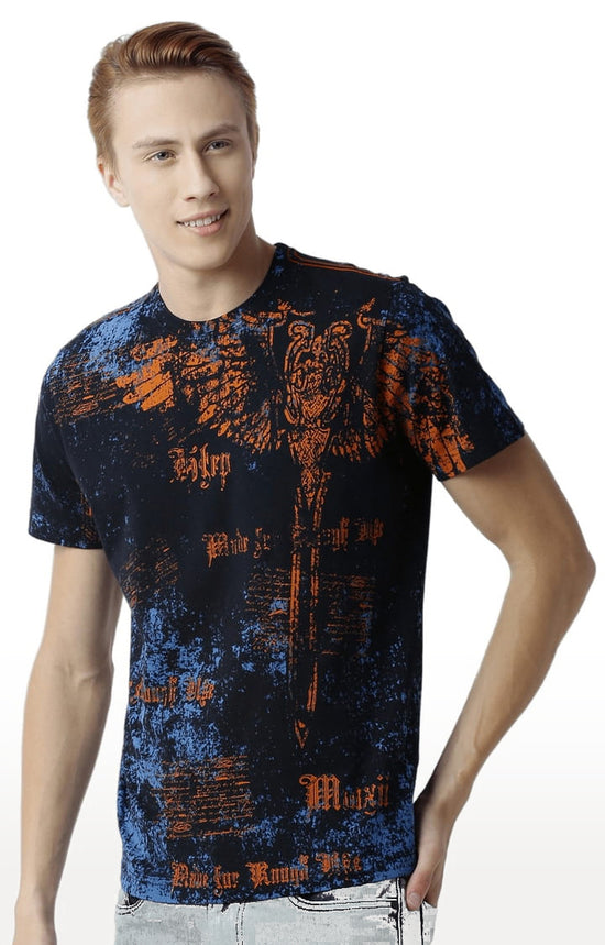 Huetrap Black Mens Short Sleeve Graphic Printed Tshirt-HT16MKGRABLK00433